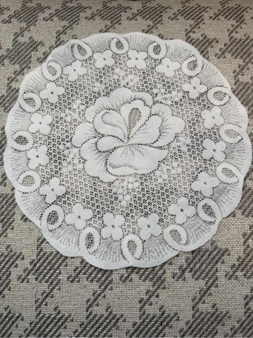 Vintage White Lace Doily - 11.5" Rose Motif (Cottagecore / Grandma Core)